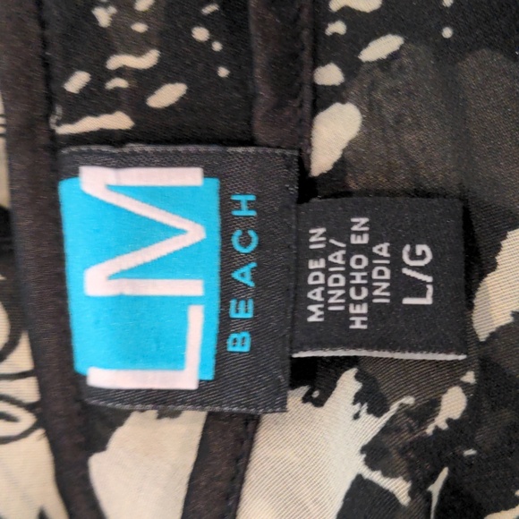 Black and Cream Kimono Summer Beach Cover/ Sz Large - Picture 3 of 11